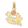 14k Two-Tone Textured Flower MOM Charm