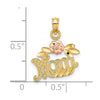 14k Two-Tone Textured Flower MOM Charm