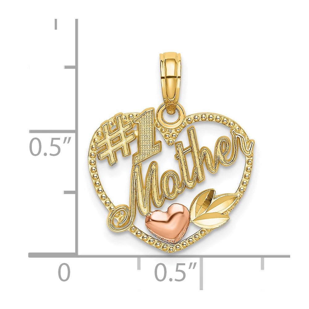 14k Two-Tone Heart with #1 MOTHER Charm