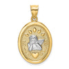 14K and White Rhodium Oval Cherub with Heart Oval Charm