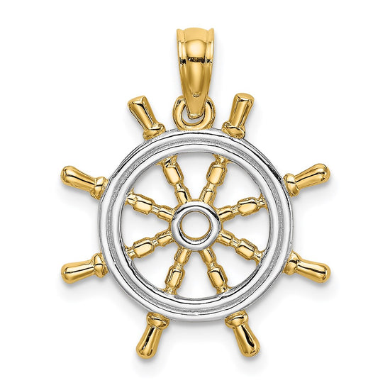 Gold Polished Ship Wheel Pendants