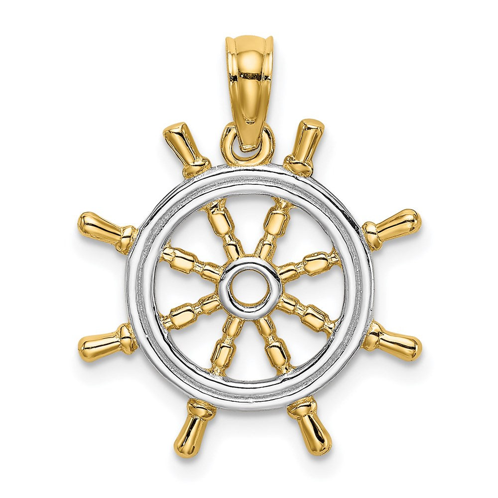 Gold Polished Ship Wheel Pendants