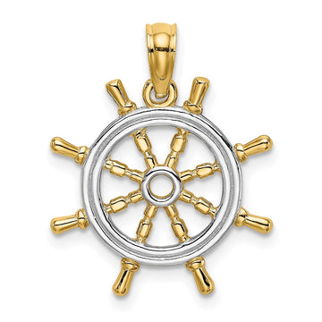 Gold Polished Ship Wheel Pendants