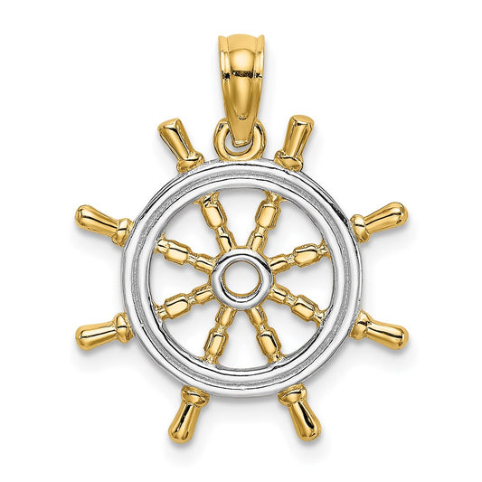 Gold Polished Ship Wheel Pendants