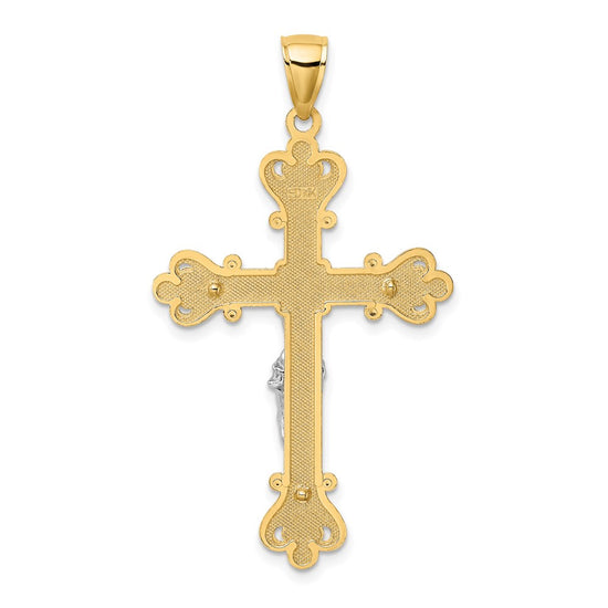 14k Two-Tone Textured Crucifix Charm