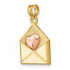 14k Yellow and Rose Heart 3-D XOXO Envelope Charm