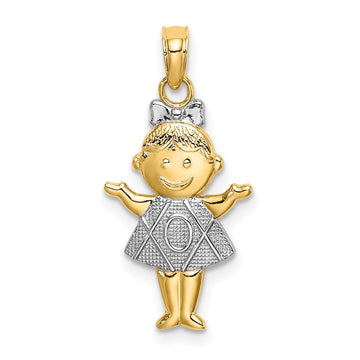 Gold with Rhodium Girl Charm