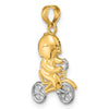 14k and White Rhodium Little Boy On Bicycle Charm