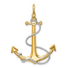 14K and White Rhodium 3-D Large Anchor with Rope and Shackle Bail Charm