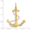 14K and White Rhodium 3-D Large Anchor with Rope and Shackle Bail Charm