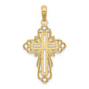 14K with Rhodium Lace Trim Cross Charm