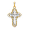 14K with Rhodium Lace Trim Cross Charm