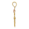14k Two-tone and White Rhodium I LOVE YOU with Flowers Charm