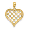 14k and White Rhodium Border Diamond-cut Heart Charm