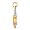 14K and White Rhodium 3-D Angel on Moon Charm
