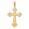 14K with White Rhodium Scalloped Edges Cross Charm