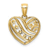 14k and White Rhodium Stars and Stripes Heart Charm
