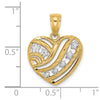 14k and White Rhodium Stars and Stripes Heart Charm