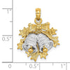 14k Two-tone 3-D Moveable Christmas Bells and Holly Charm