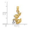 14k Two-Tone Moveable 3-D Bunny Rabbit with Bell Charm