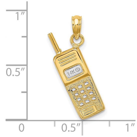 14K and White Rhodium 3-D Retro Cell Phone Charm