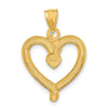 14k and White Rhodium Diamond-cut Heart Charm