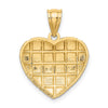 14k and White Rhodium Diamond-cut Grid Heart Charm