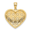 14k and White Rhodium Diamond-cut Leaves In Heart Charm