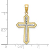 14K and White Rhodium Center Diamond-cut Cross Charm