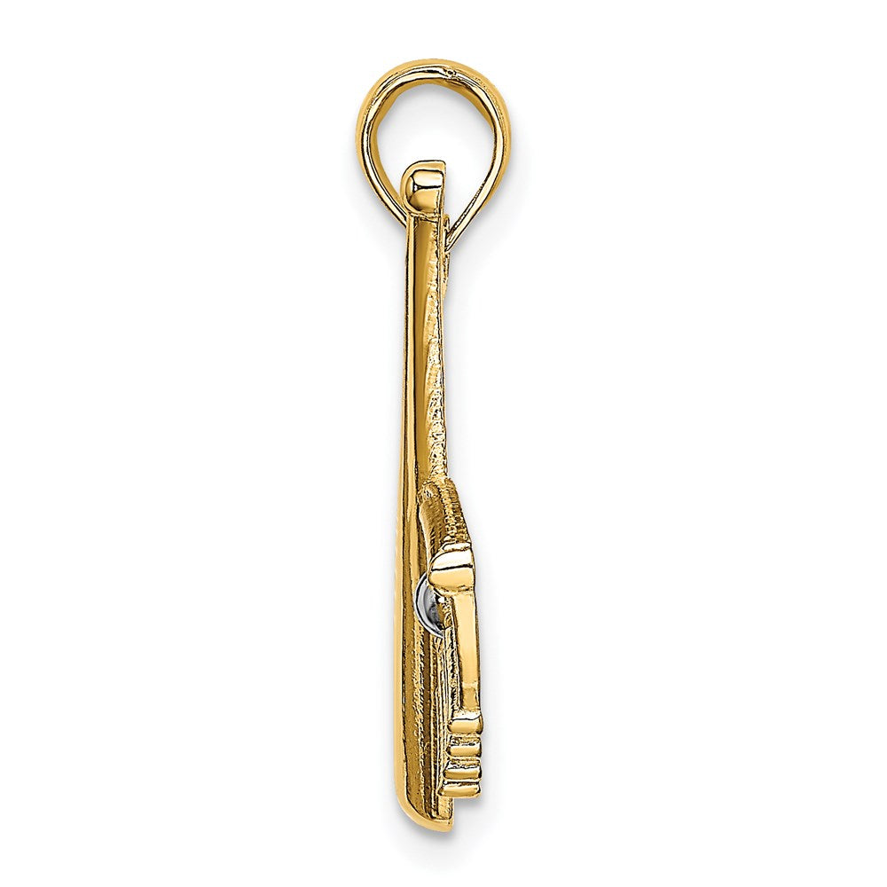 14K Baseball Bat With White Rhodium Ball Charm