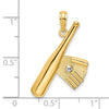 14K Baseball Bat With White Rhodium Ball Charm