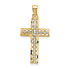 14K and White Rhodium Cross Charm