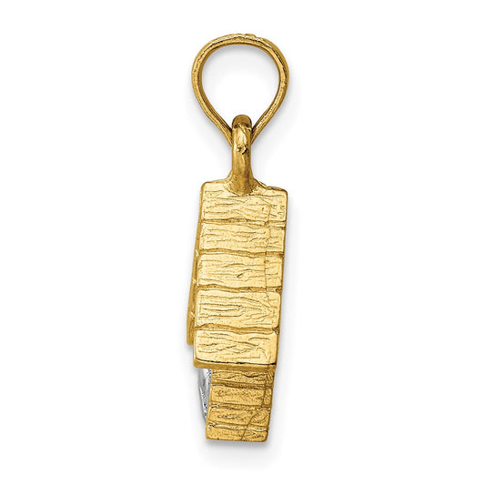 14k Two-tone 3-D Dog Inside Dog House Charm