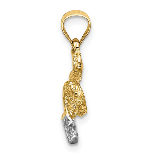 14k and White Rhodium Coiled Snake Charm