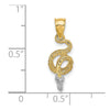 14k and White Rhodium Coiled Snake Charm