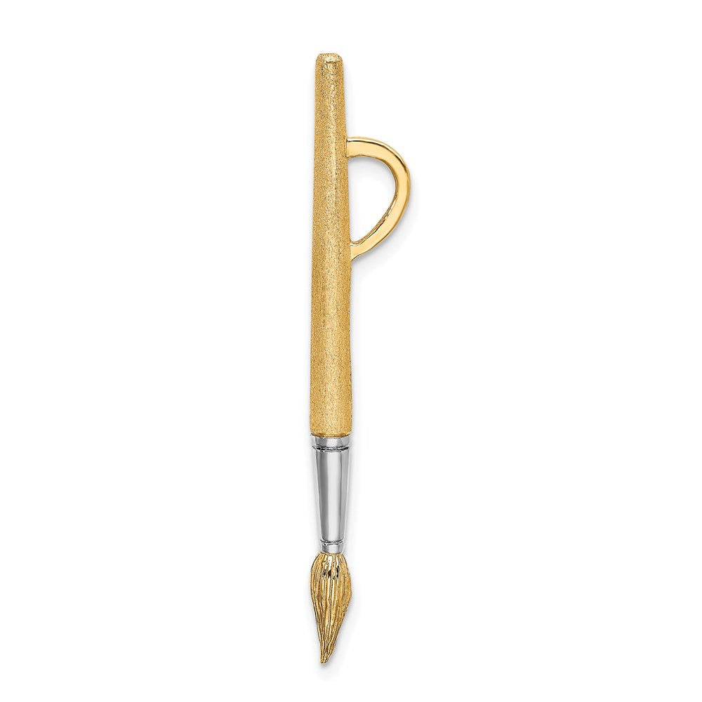 14K and White Rhodium 3-D Water Paint Brush Charm