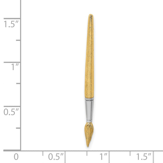 14K and White Rhodium 3-D Water Paint Brush Charm