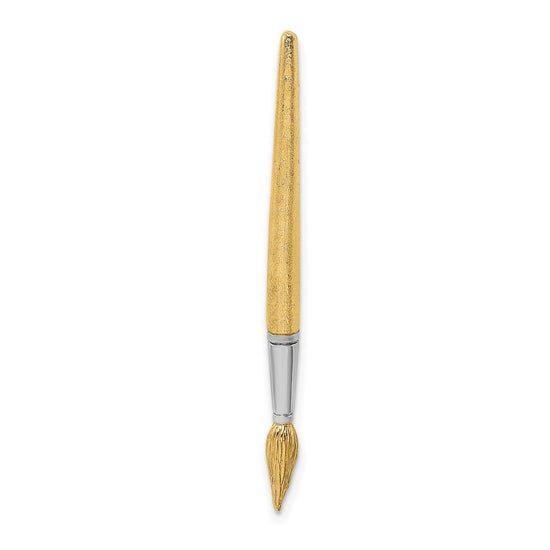 14K and White Rhodium 3-D Water Paint Brush Charm