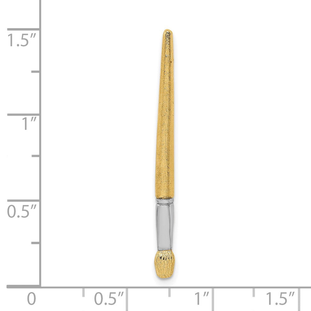 14K and White Rhodium 3-D Oil Paint Brush Charm