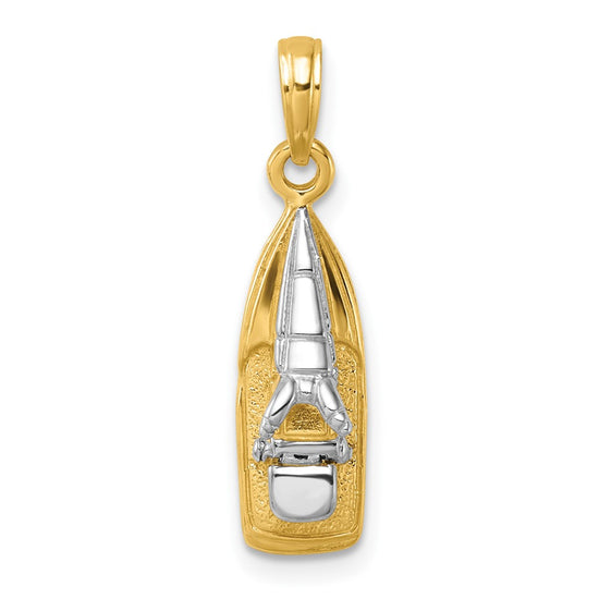 14K and White Rhodium 3-D Wave Runner with Moveable Seat Charm