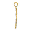 14K and White Rhodium Diamond-cut Cross Charm
