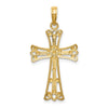 14K and White Rhodium Diamond-cut Cross Charm