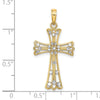 14K and White Rhodium Diamond-cut Cross Charm