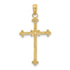 14k and White Rhodium Thin Diamond-cut Cross Charm
