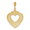 14k and White Rhodium Textured Cut-Out Heart Charm