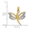 14k and White Rhodium Textured Dragonfly Charm