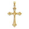 14K with White Rhodium Diamond-cut Edges Cross Charm