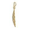 14K and White Rhodium Diamond-cut Scalloped Wave Charm
