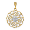 14K and White Rhodium Diamond-cut Scalloped Wave Charm