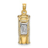 14k with White Rhodium 3-D Taxi with Moveable Tires Charm